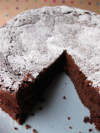 Flour-free Chocolate and Prune Truffle Cake, made with organic, gluten-free and dairy-free ingredients, and Appleton rum